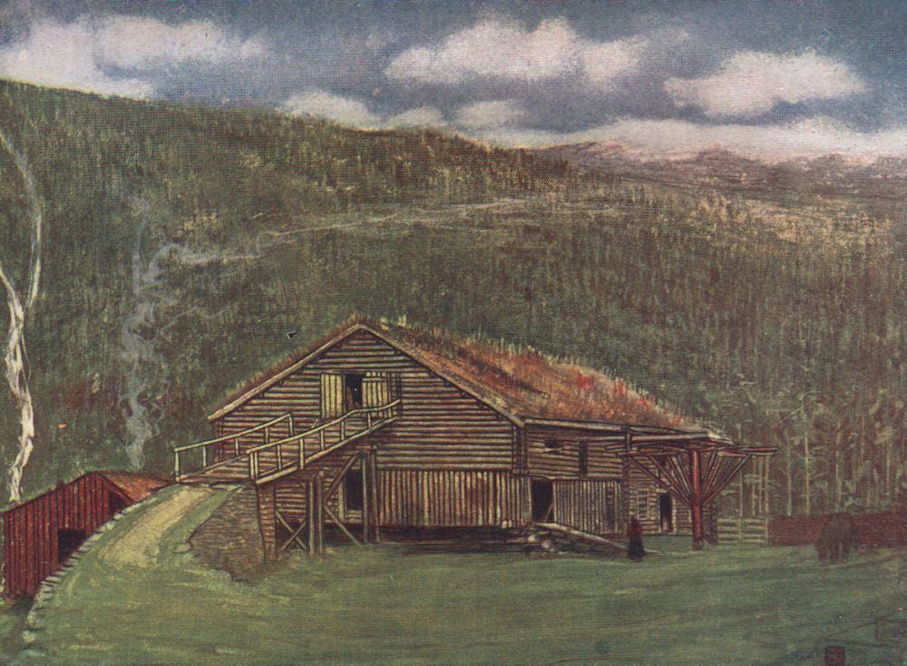 GJØRA Gjora. 'Farm-house and mill' by Nico Jungman. Norway 1905 old print